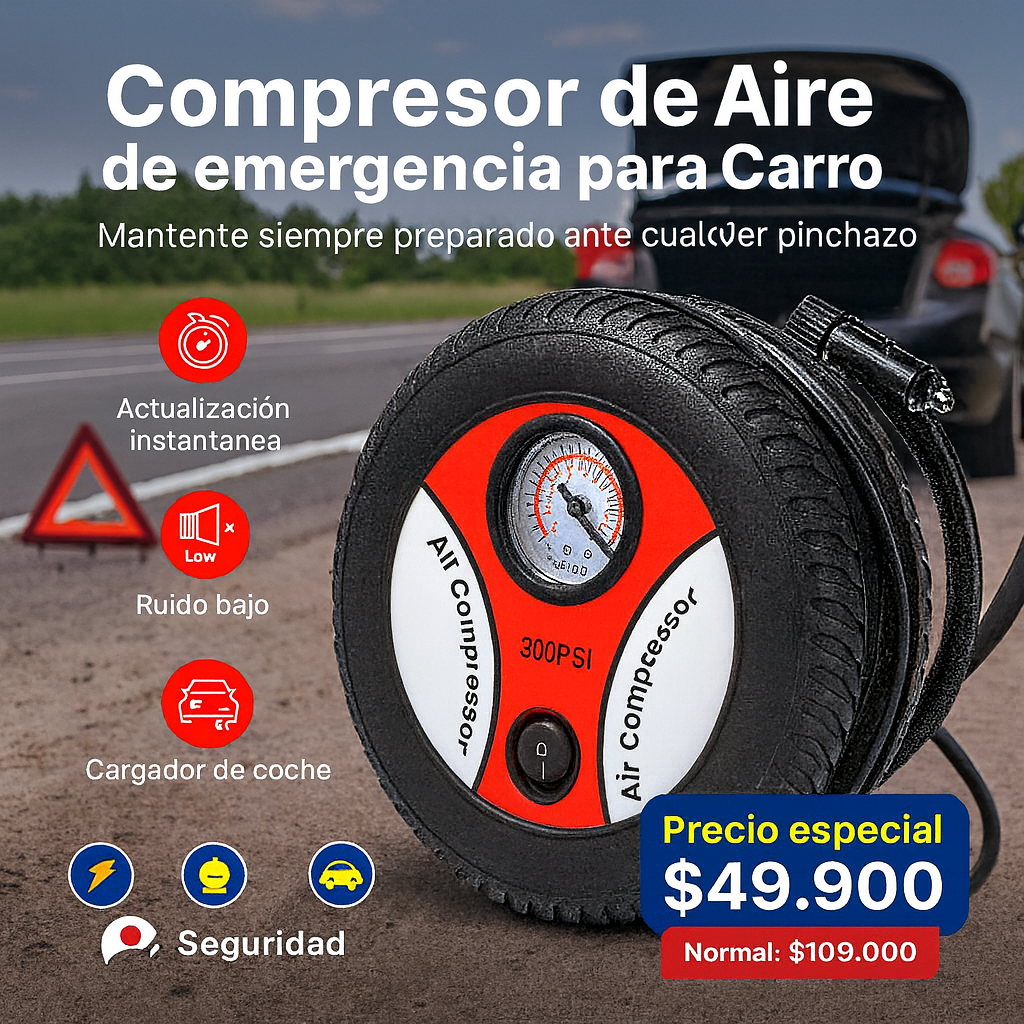 Compresor portátil de emergencia para carro