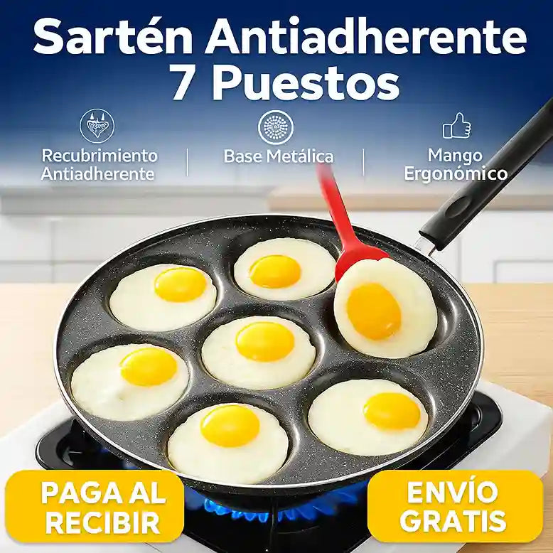 Sartén Antiadherente de 7 Puestos Grande