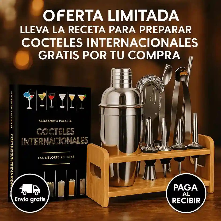 Kit de Coctelería Completo en Acero Inoxidable
