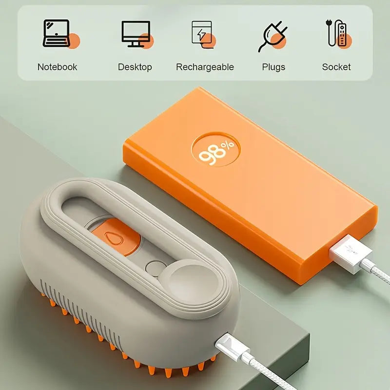 Cepillo a vapor eliminador de pelos para mascota